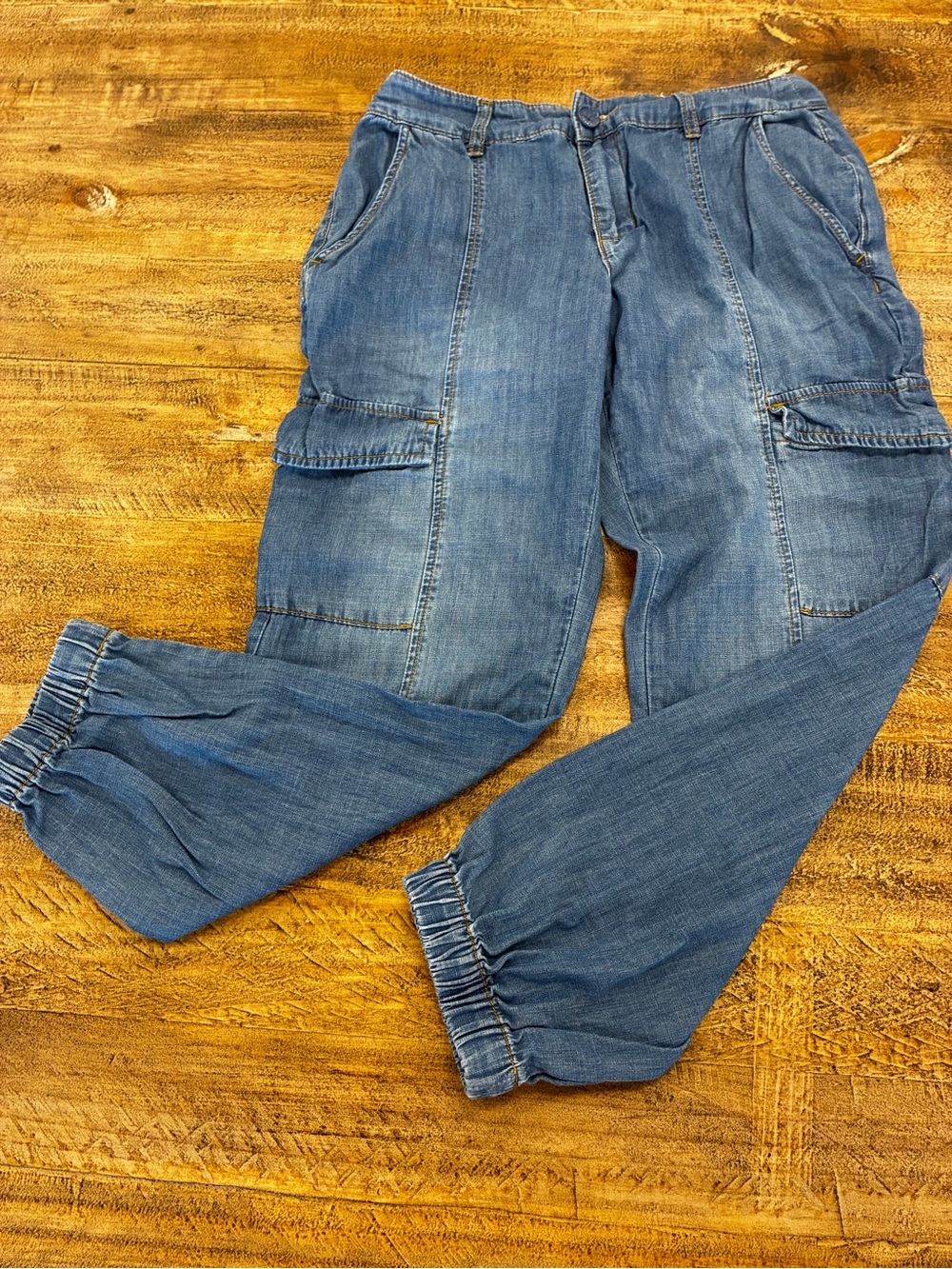 Sanctuary Light Blue Cropped Cargo Joggers